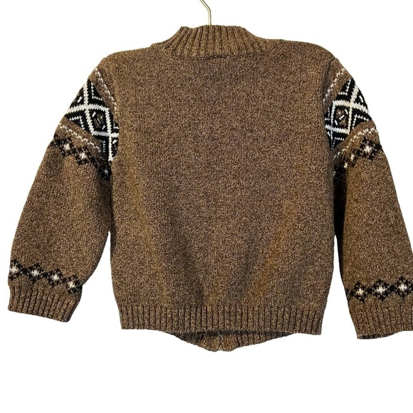 Carter’s Baby Boy’s Brown Argyle Zip Up Sweater Cabincore - Picture 2 of 4